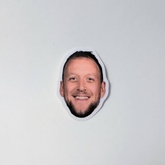 Flat sticker portrait on a plain background